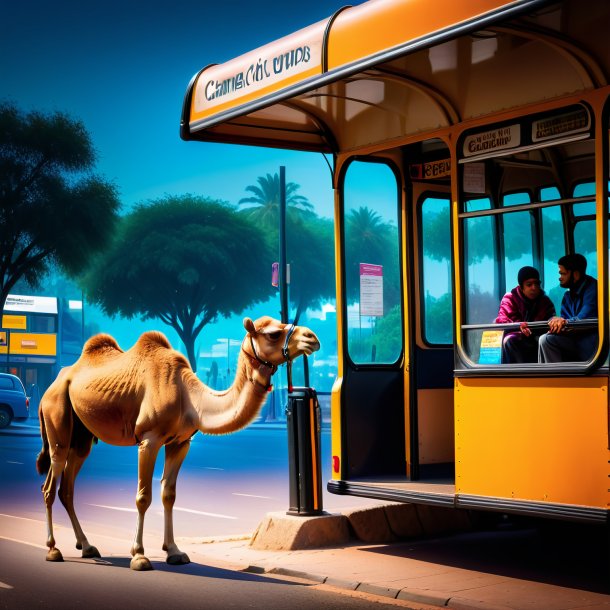 Image of a waiting of a camel on the bus stop