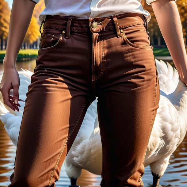 Imagem de um cisne em um jeans marrom