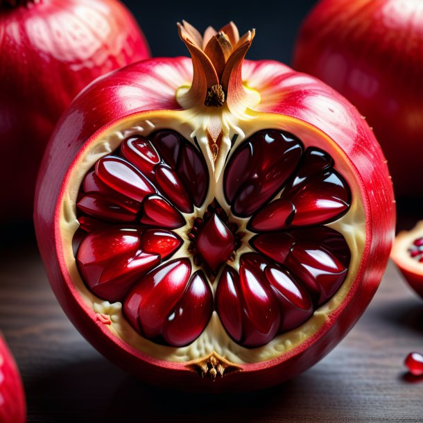 Depicting of a red pomegranate