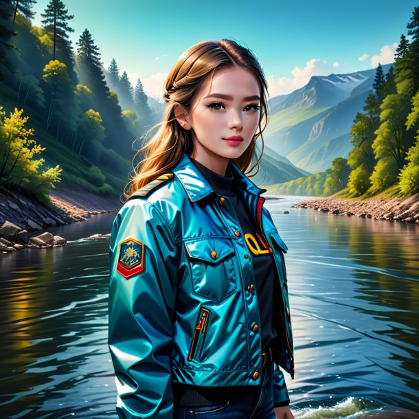 Illustration of a mol in a jacket in the river