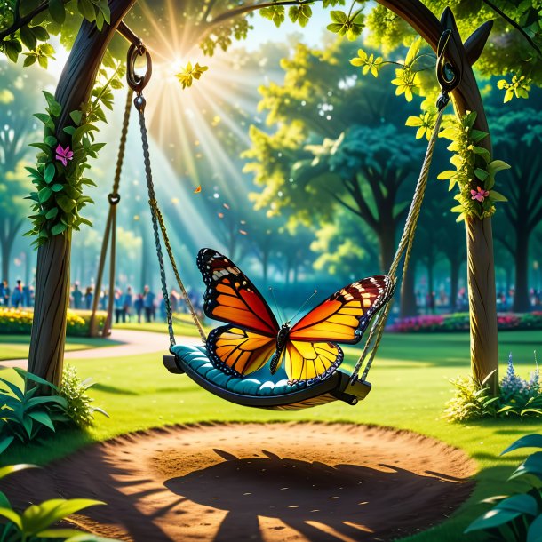 Picture of a swinging on a swing of a butterfly in the park