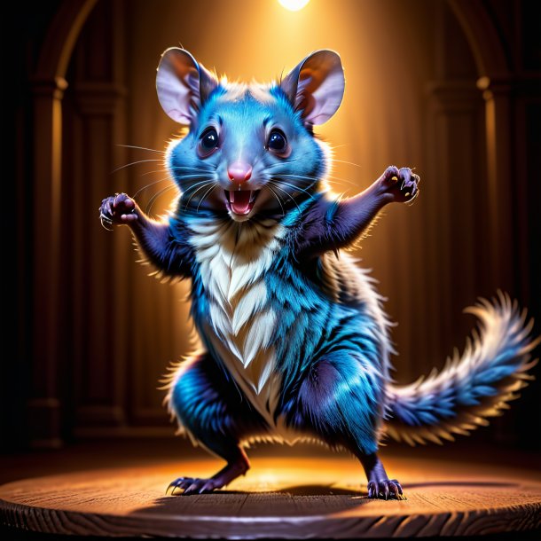 Pic d'un opossum dansant bleu