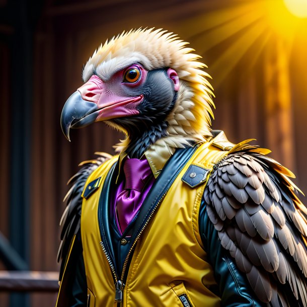 Picture of a vulture in a yellow jacket