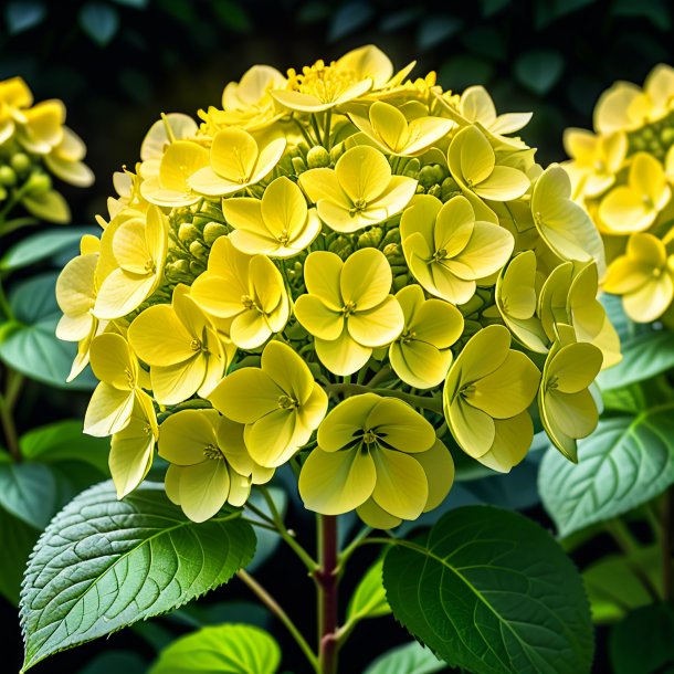 Representación de una hortensia amarilla