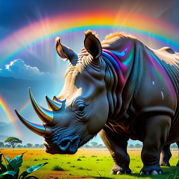 Pic of a drinking of a rhinoceros on the rainbow