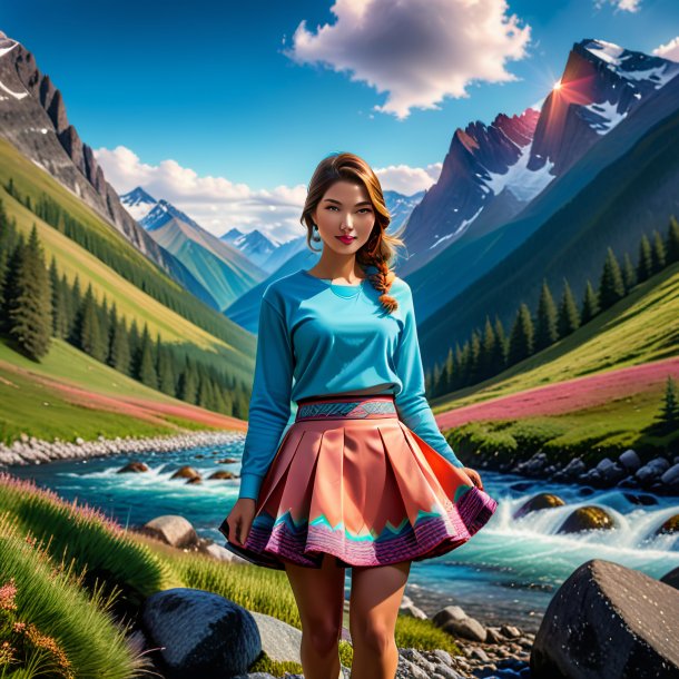 Image of a salmon in a skirt in the mountains