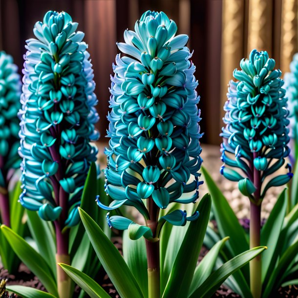 "imagery of a teal hyacinth, expanded"