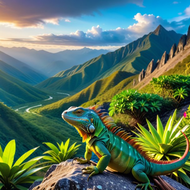 Photo of a waiting of a iguana in the mountains