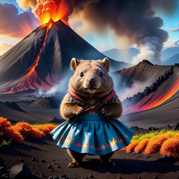 Picture of a wombat in a skirt in the volcano