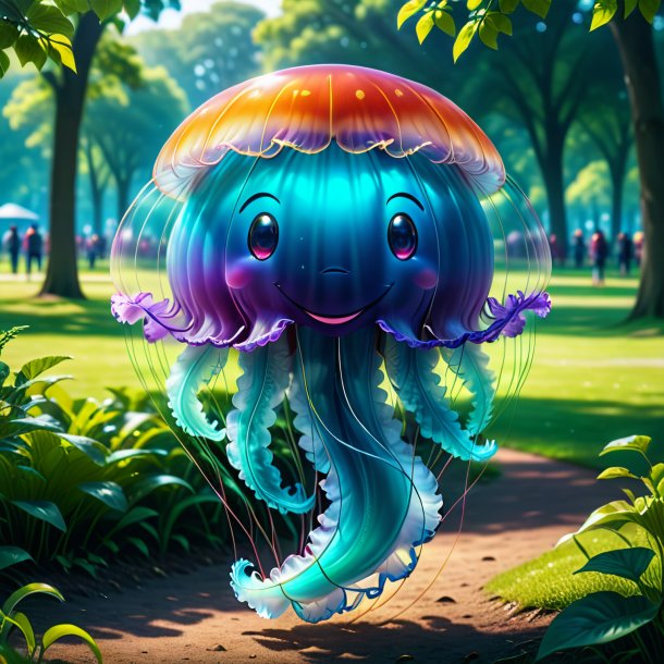 Picture of a smiling of a jellyfish in the park