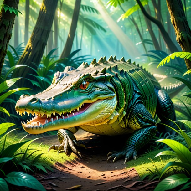 Pic of a playing of a crocodile in the forest