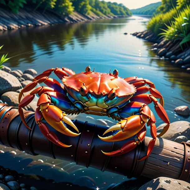 Drawing of a crab in a belt in the river