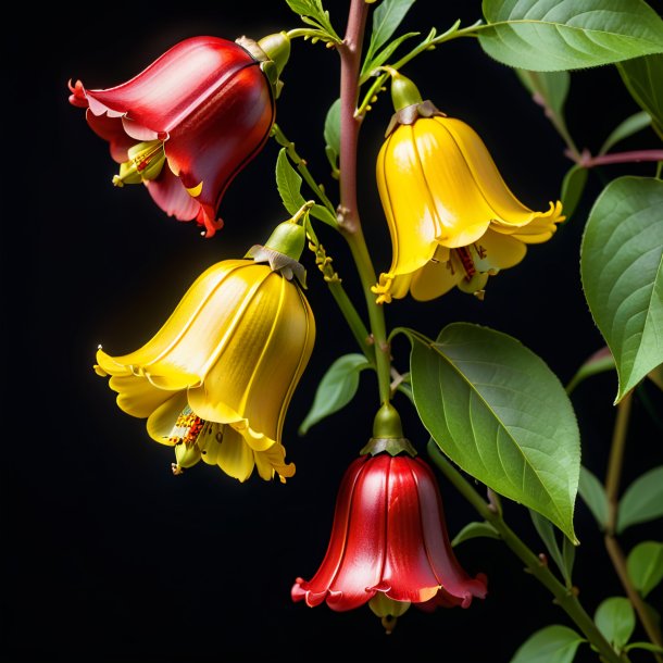 Portrait of a red yellow waxbells