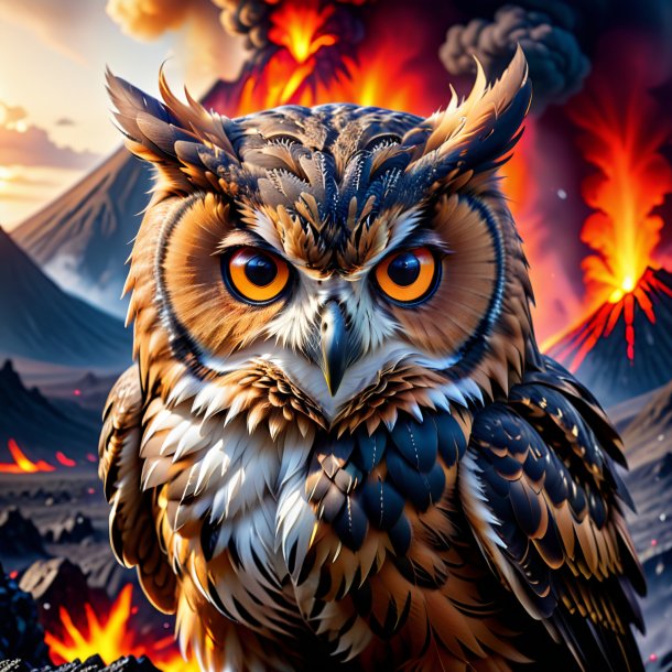 Picture of a threatening of a owl in the volcano