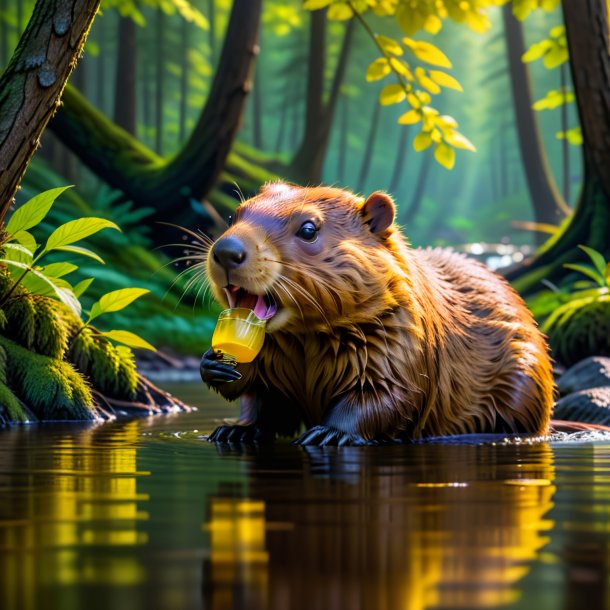 Pic d'un castor à boisson jaune