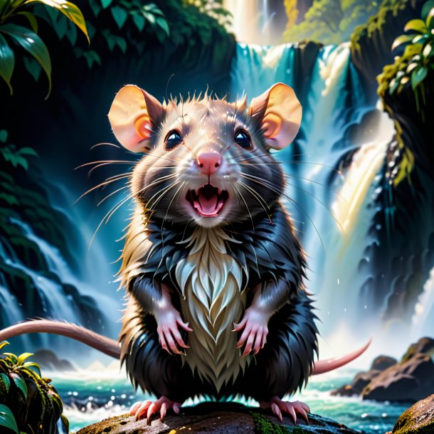 Pic of a crying of a rat in the waterfall