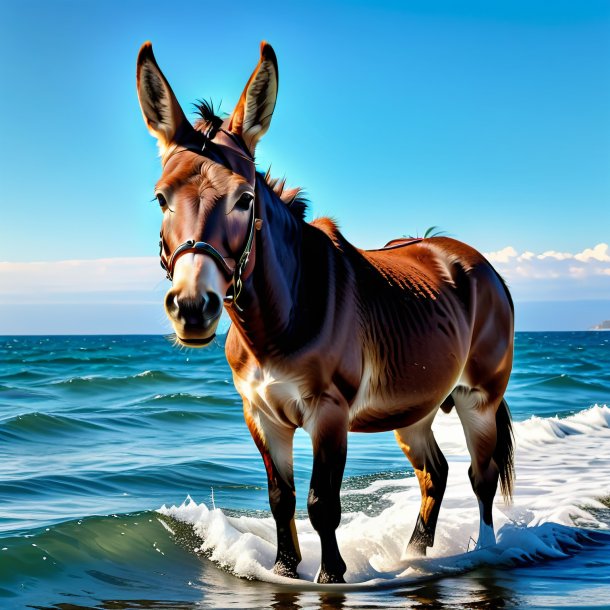 Foto de una mula en un abrigo en el mar