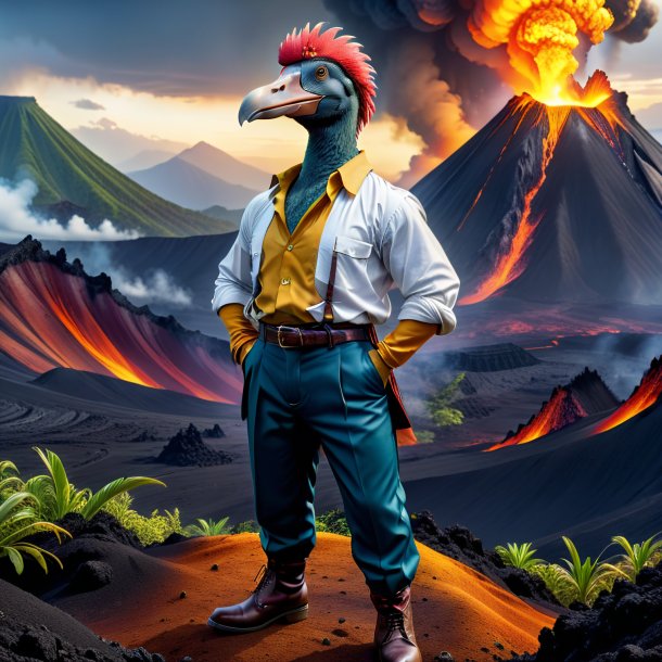 Pic of a dodo in a trousers in the volcano