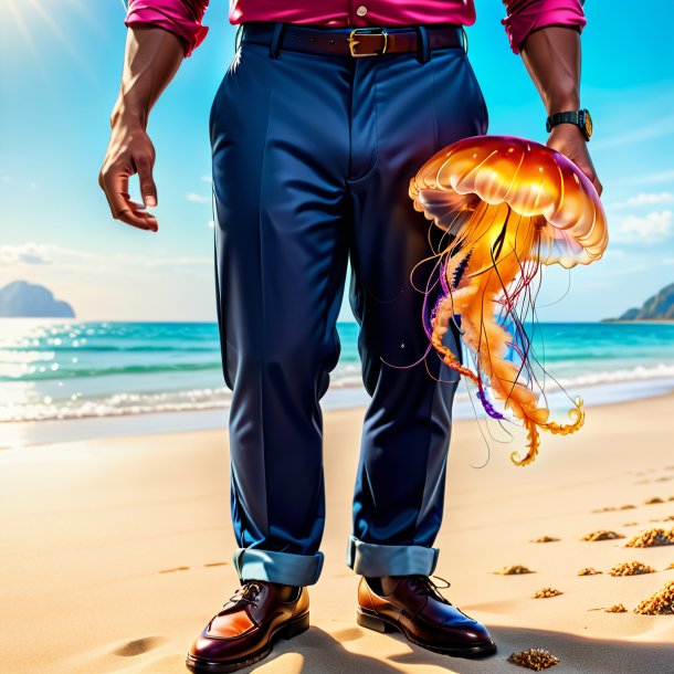 Picture of a jellyfish in a trousers on the beach