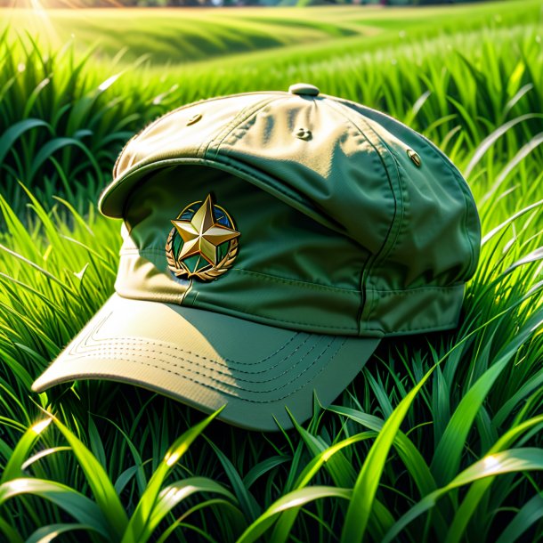 Clipart of a khaki cap from grass