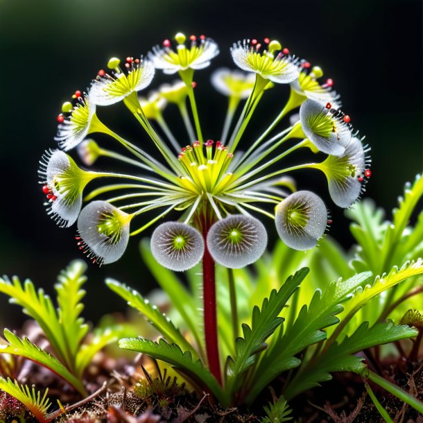 Clipart of a gray round-leaved sundew