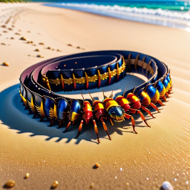 Foto de uma centopeia em um cinto na praia