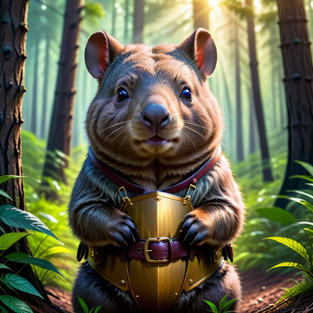 Photo of a wombat in a belt in the forest