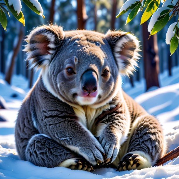 Imagen de un sueño de un koala en la nieve