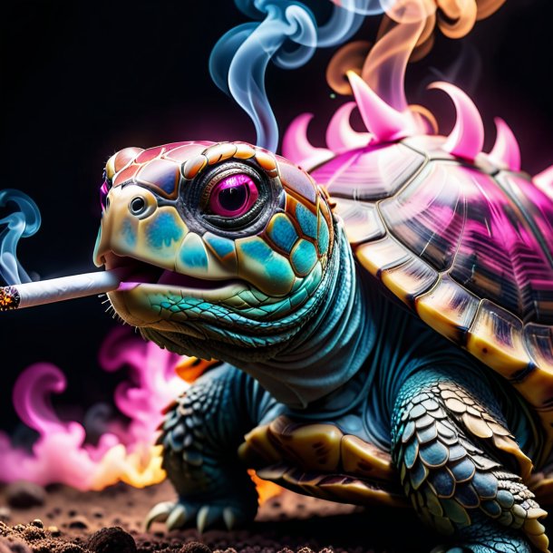 Image d'une tortue fumante rose