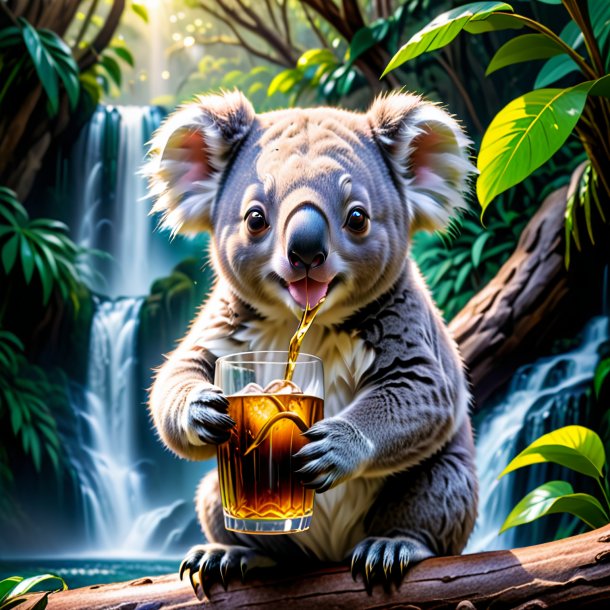 Foto de un trago de un koala en la cascada