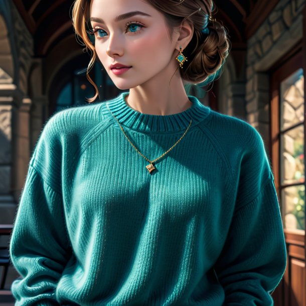 Illustration of a teal sweater from stone