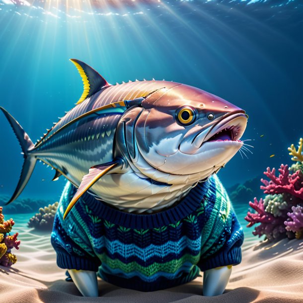 Photo of a tuna in a sweater in the sea