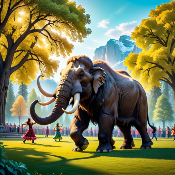 Image of a dancing of a mammoth in the park