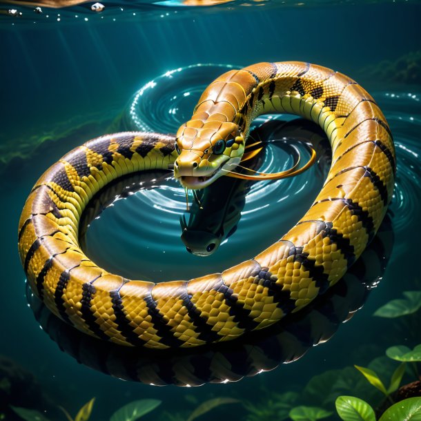 Picture of a king cobra in a belt in the water