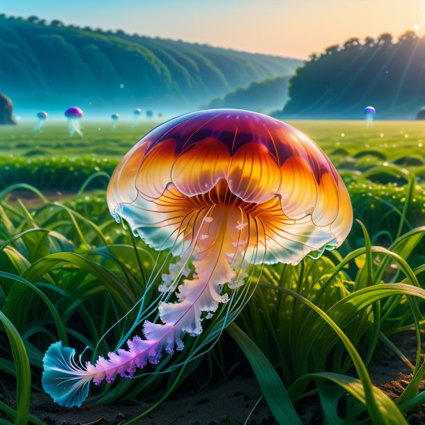 Picture of a waiting of a jellyfish on the field