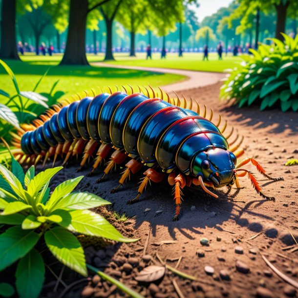 Photo d'un repos d'un centipede dans le parc