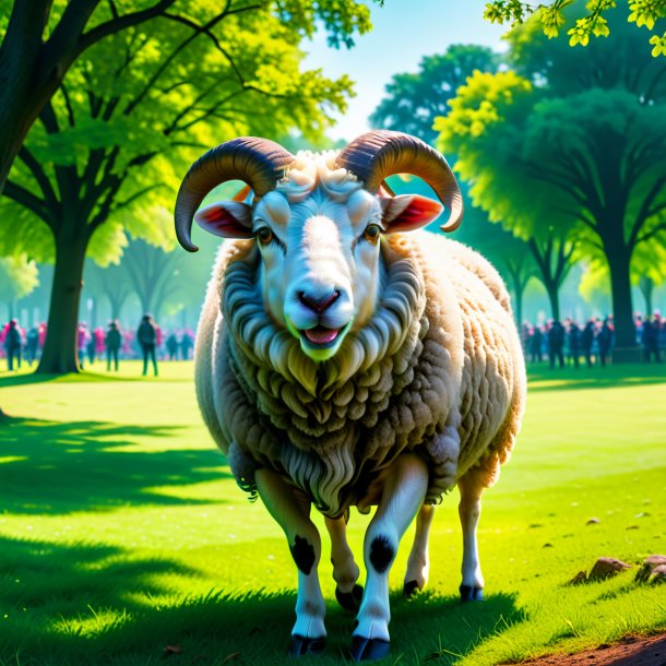 Picture of a threatening of a sheep in the park