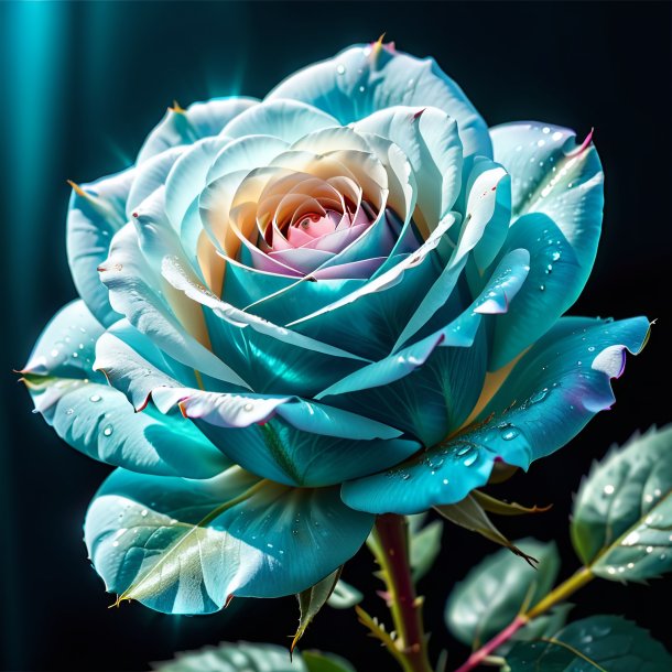 Photo d'une rose aquamarine