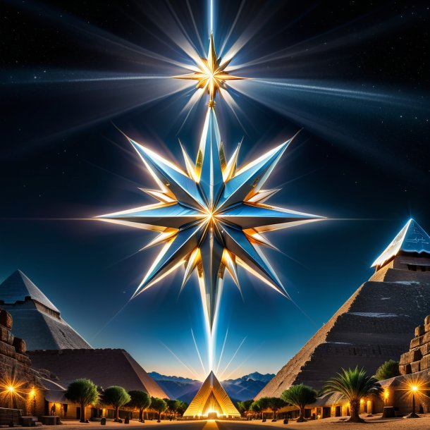 "image of a silver star of bethlehem, pyramidal"