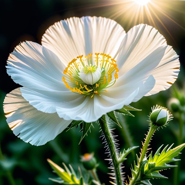 Foto de una amapola blanca espinosa