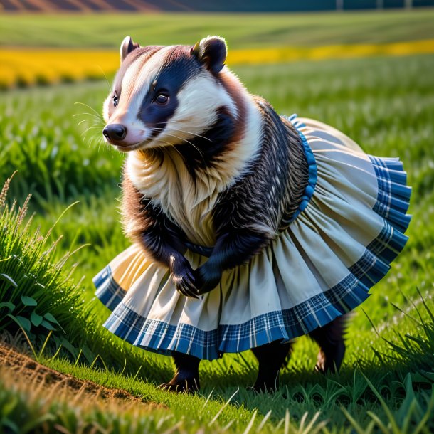 Foto de um texador em uma saia no campo