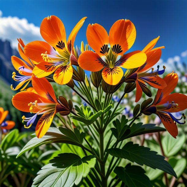 Representação de um polemonium laranja