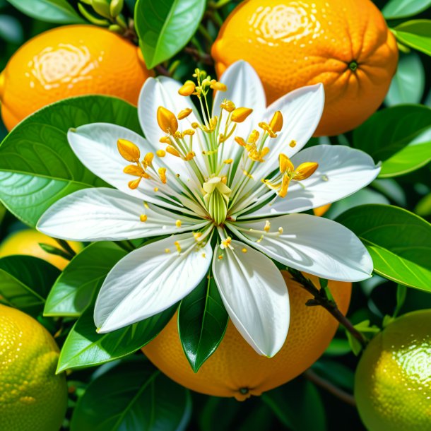 Drawing of a lime orange blossom