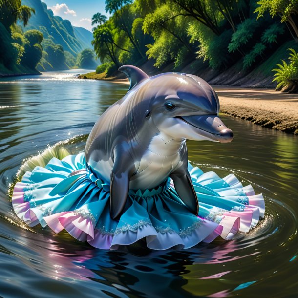 Pic of a dolphin in a skirt in the river