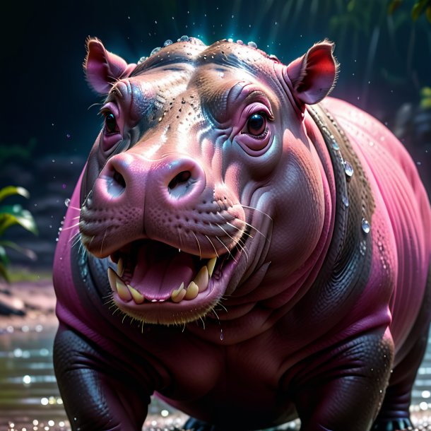 Pic d'un hippopotame rose pleurant