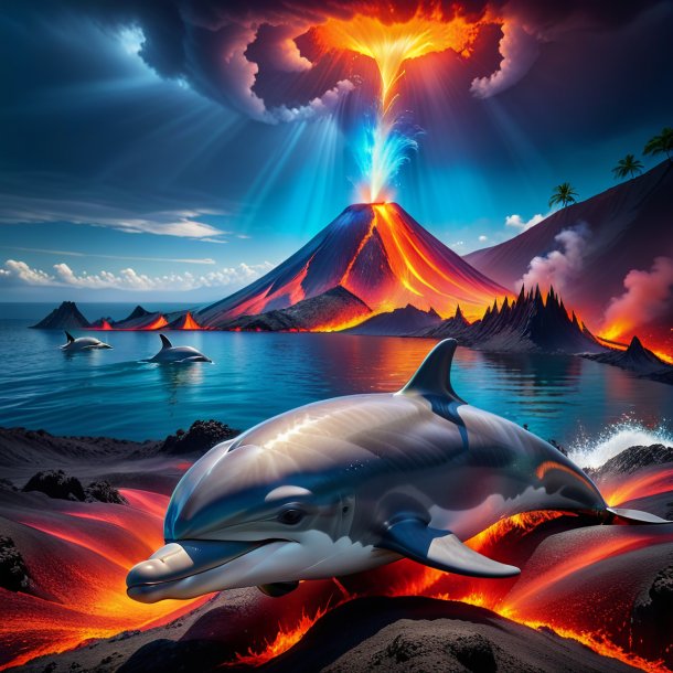 Photo of a resting of a dolphin in the volcano