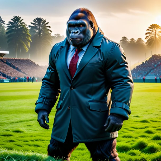 Pic of a gorilla in a coat on the field