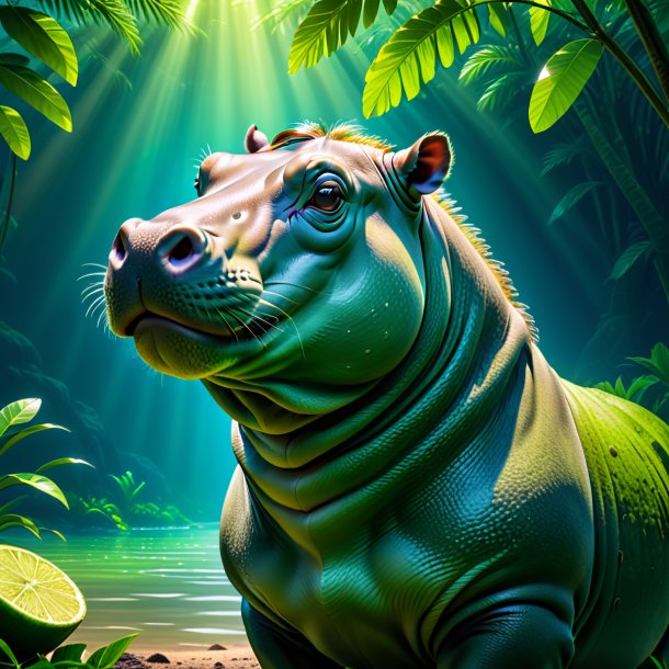 Image of a lime waiting hippopotamus