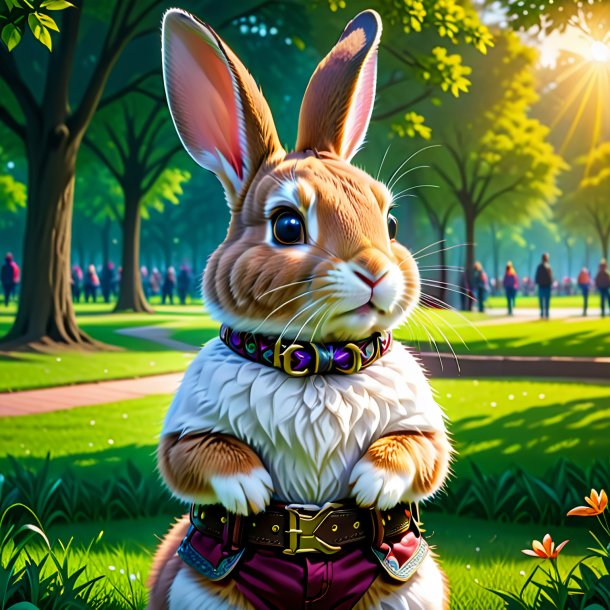 Drawing of a rabbit in a belt in the park