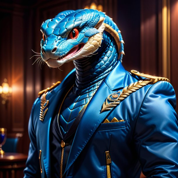 Pic of a cobra in a blue jacket